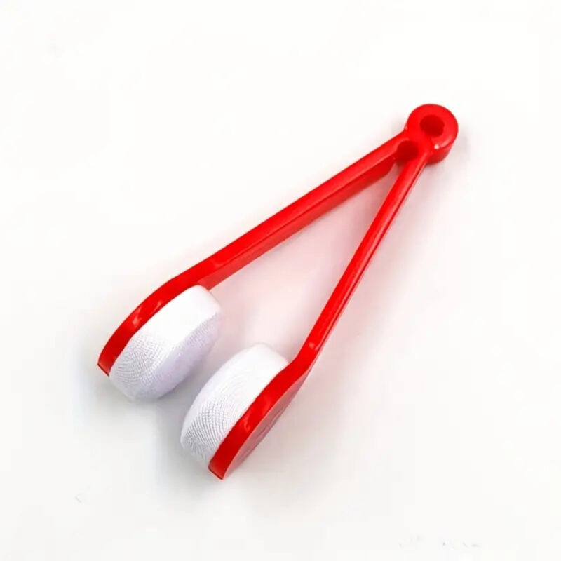 Brosse de Nettoyage de Lunettes en Microfibre Portable Multifonction Rouge